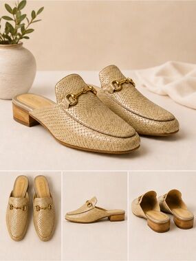 bon. bonite Gold Snake print loafers size 8 ( 38)